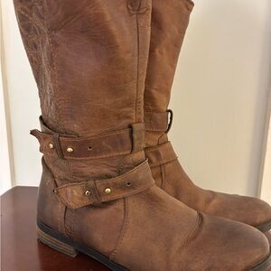 Steve Madden Brown Leather Midi Boots “ Kristen” 10